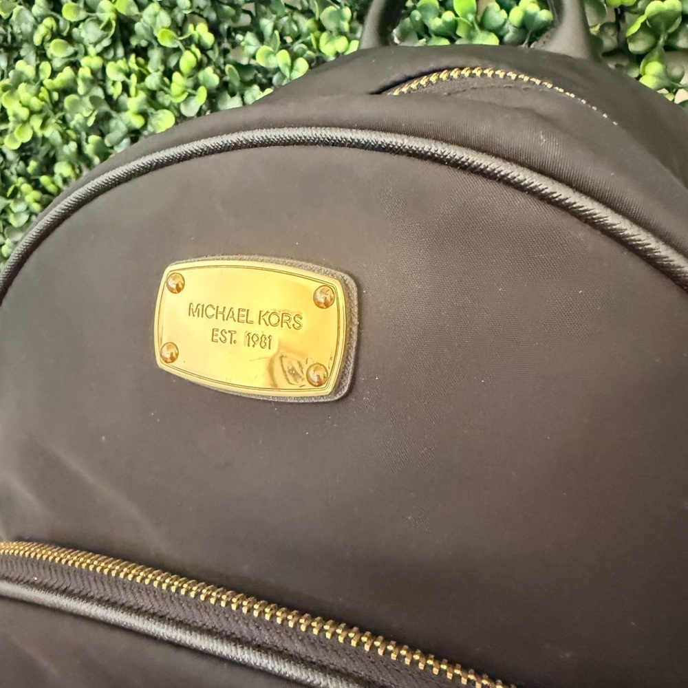 Michael Kors Black Nylon Backpack Gold Hardware Medium Size - Picture 3 of 13